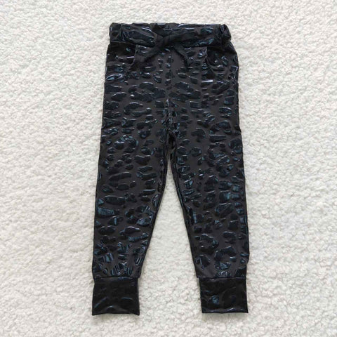 Girl elastic waistband black long pants