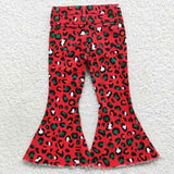 Girl leopard red flare denim jeans