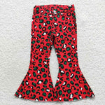 Girl leopard red flare denim jeans