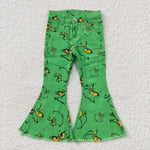 P0230 pre-order green Christmas grinch girl flare denim pants