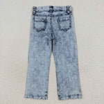 Kids bleached blue straight denim ripped jeans