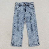 Kids bleached blue straight denim ripped jeans