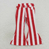 Kids girl red striped denim flare jeans