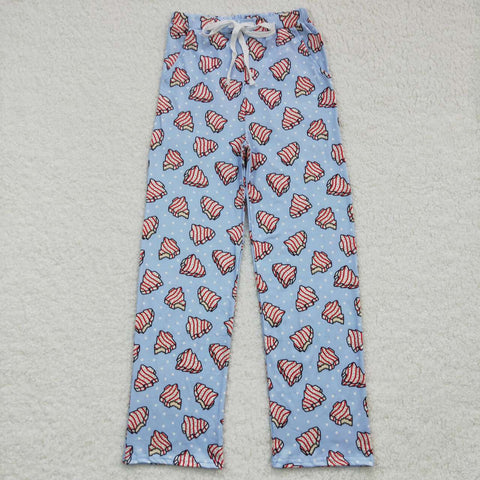 Adult blue dotted christmas long pants