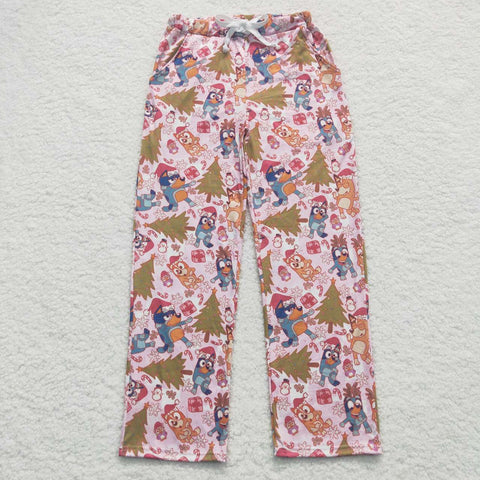 Christmas cartoon dogs snowflakes adult long pants