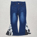 P0304 baby girl clothes milk cow print girl bell bottoms pant jeans