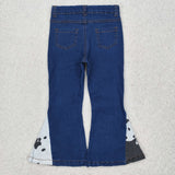 P0304 baby girl clothes milk cow print girl bell bottoms pant jeans