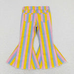 P0332 baby girl clothes stripe girl jeans bell bottom pant denim pant