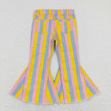 P0332 baby girl clothes stripe girl jeans bell bottom pant denim pant