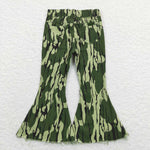 P0372   baby girl clothes camouflage army green girls bell bottoms jeans