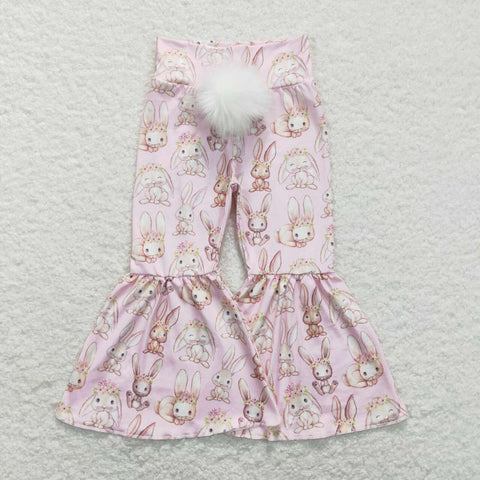 P0387 toddler girl clothes bunny pink bell bottom flare pant