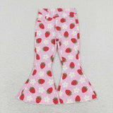 P0396 baby girl clothes strawberry print bell bottom jeans