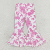 P0406 baby girl clothes pink cows print girl bell bottom pant jeans pant