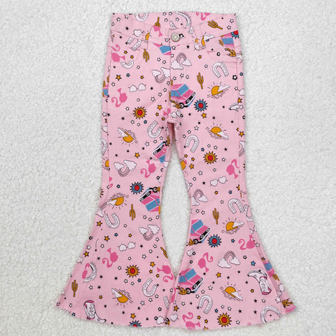 P0407 baby girl cowboy girls bell bottom pant jeans pant