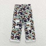 P0413 baby boy clothes boy green camouflage ripped jeans