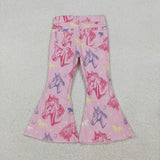 P0431  baby girl clothes pink horse girl bell bottoms pants girls jeans