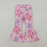 P0431  baby girl clothes pink horse girl bell bottoms pants girls jeans