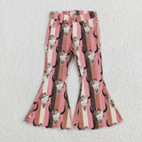 P0437  baby girl clothes bull head girl bell bottom pant jeans