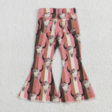 P0437  baby girl clothes bull head girl bell bottom pant jeans