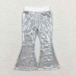 P0496   baby girl clothes white sequin pant girl bell bottom pant