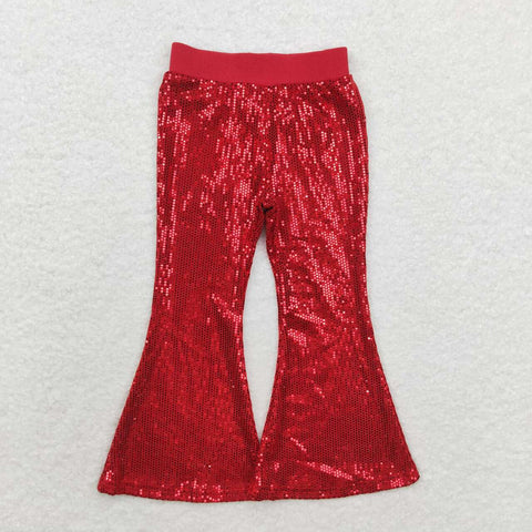 P0497   baby girl clothes red sequin pant girl bell bottom pant