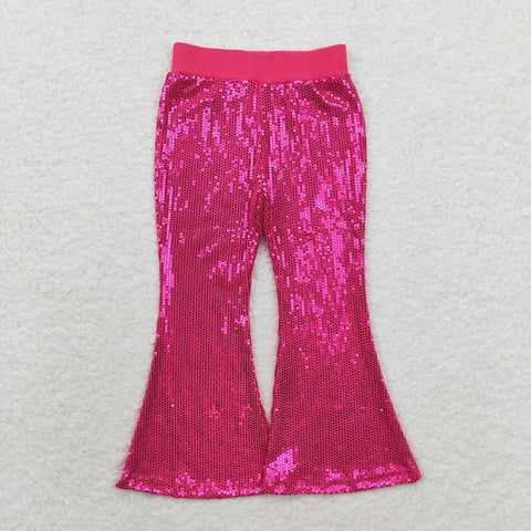 P0499 baby girl clothes hot pink sequin pant girl bell bottom pant