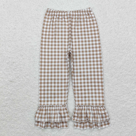 P0607  baby girl clothes gingham girl ruffle winter long pant