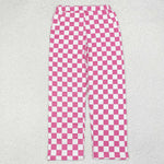 P0648  adult pant pink gingham adult women winter pant