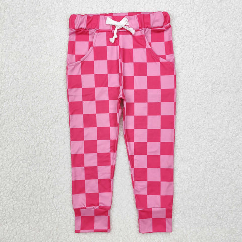 P0700  baby girl clothes pink gingham print girl winter pant