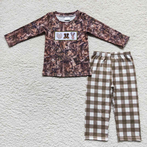 BLP0266 boys chicken deer boots long sleeve shirt and pants boys clothes sets