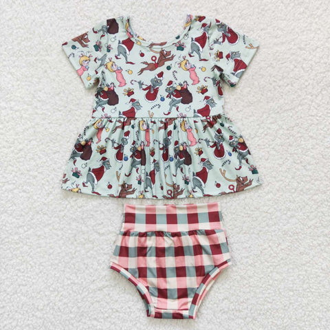 GBO0187 christmas short shirt and shorts girls clothes suit