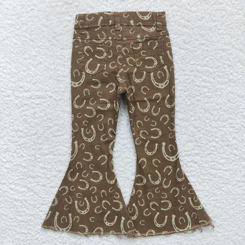 P0227 brown bell bottom girls pants