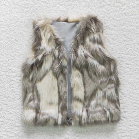 Girl Print Faux Fur Vest
