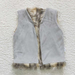 Girl Print Faux Fur Vest