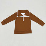 BT0348 brown cow long sleeve shirt boy clothes