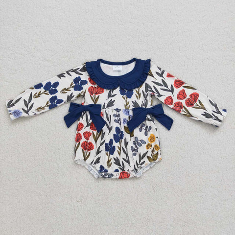 LR0697 long sleeve flower baby romper