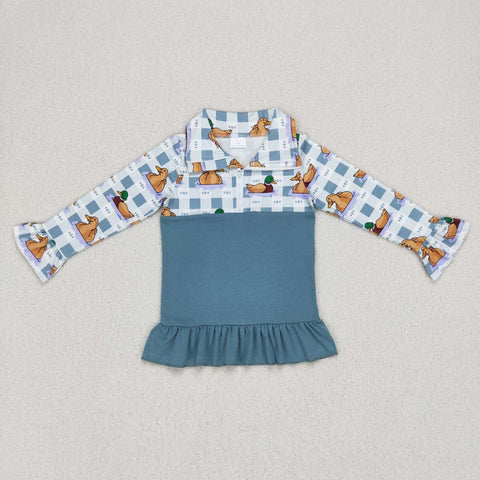 GT0308 long sleeve duck blue white shirt boys shirt