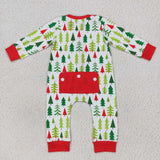 LR0627 Christmas tree long sleeve baby romper