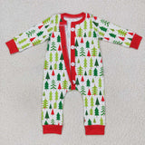 LR0627 Christmas tree long sleeve baby romper