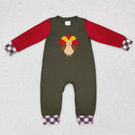 LR0670 long sleeve thanksgiving turkey baby romper