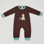 LR0591 long sleeve brown baby romper