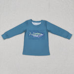 BT0394 blue long sleeve fish boy shirt