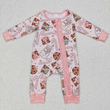 LR0630 pink long sleeve baby romper