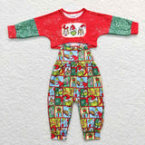 GLP0814 christmas red green long sleeve baby romper