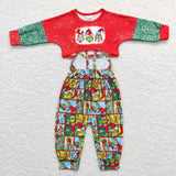 GLP0814 christmas red green long sleeve baby romper