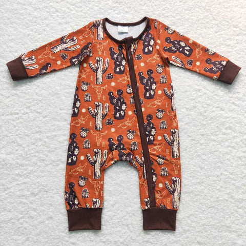 LR0726 long sleeve brown baby romper