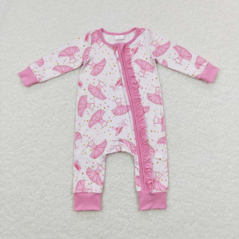 LR0647 long sleeve pink baby romper