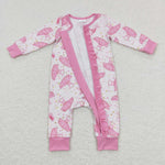 LR0647 long sleeve pink baby romper