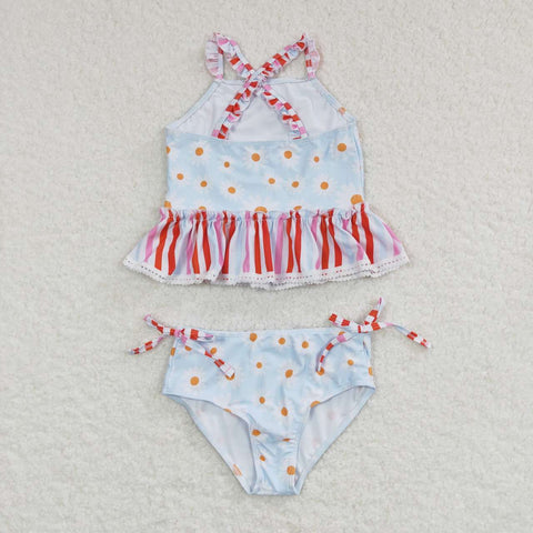S0157 sleeveless flower print baby swimwear