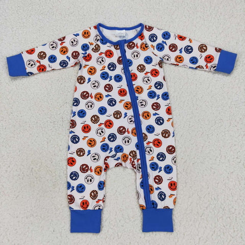 LR0721 blue long sleeve baby romper